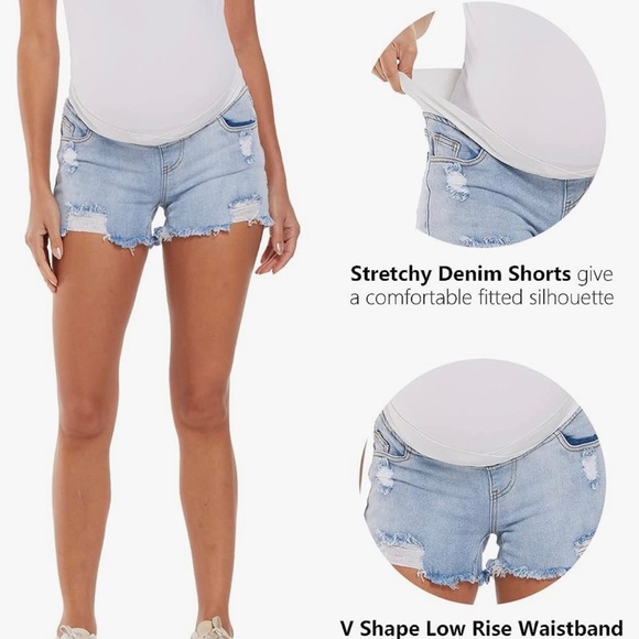 Light wash maternity denim shorts - Sz M - Picture 2 of 4